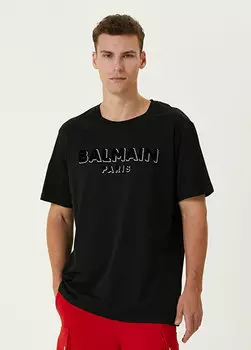 Черная футболка с логотипом Balmain