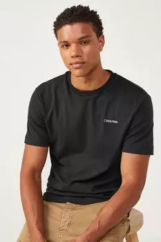 Черная футболка с логотипом Interlock Calvin Klein, черный