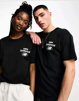 Черная футболка с логотипом New Balance Essentials