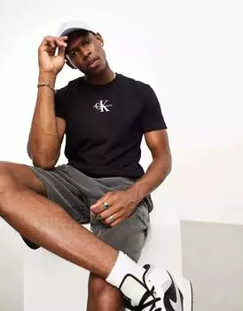 Черная футболка с монограммой и монограммой Calvin Klein Jeans