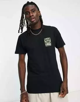 Черная футболка с принтом на спине Vans world