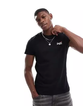 Черная футболка с вышивкой Superdry Essential