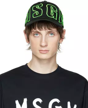 Черная кепка с вышивкой MSGM