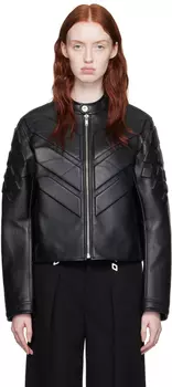 Черная кожаная куртка из кожи рептилий Dion Lee