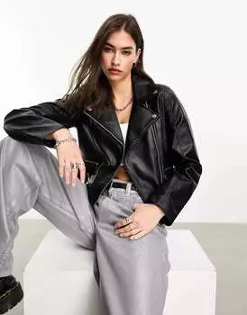 Черная кожаная куртка Vero Moda