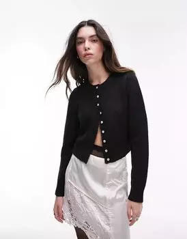 Черная куртка из микротрикотажа Topshop