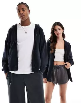 Черная куртка унисекс с капюшоном Lacoste