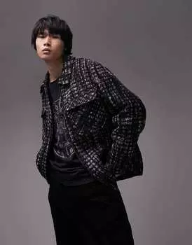 Черная куртка в клетку Topman