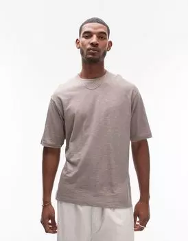 Черная льняная футболка оверсайз Topman