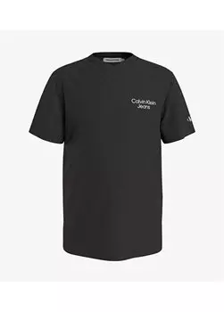 Черная мужская футболка CKJ STACK LOGO ФУТБОЛКА С V-ОБРАЗНЫМ ВЫРЕЗОМ Calvin Klein, черный