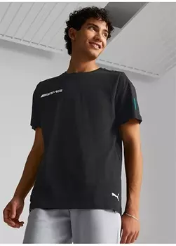 Черная мужская футболка с круглым вырезом Puma