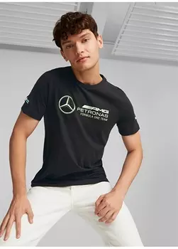 Черная мужская футболка с круглым вырезом Puma