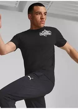 Черная мужская футболка с круглым вырезом Puma