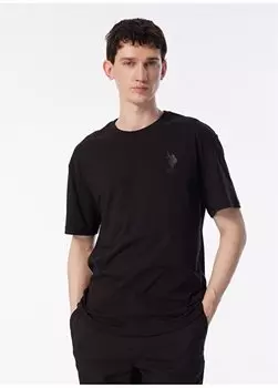 Черная мужская футболка с круглым вырезом ROKES U.S. Polo Assn., черный