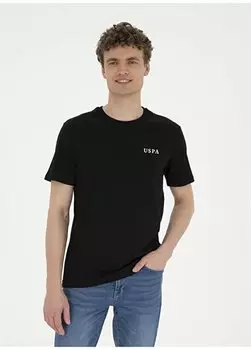 Черная мужская футболка с круглым вырезом SANT U.S. Polo Assn., черный