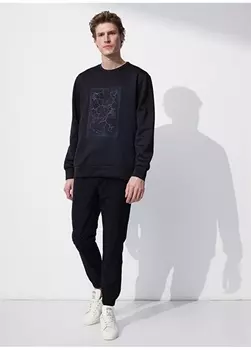 Черная мужская толстовка с круглым вырезом с принтом Black On Black