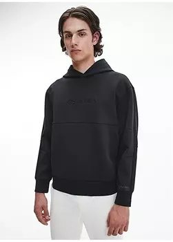 Черная мужская толстовка с воротником с капюшоном Calvin Klein