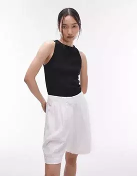 Черная облегающая майка в рубчик Topshop