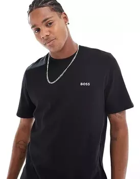 Черная однотонная футболка с вафельной текстурой BOSS Bodywear