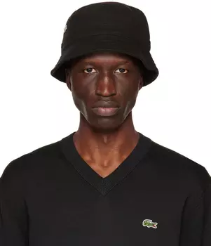 Черная панама с нашивками Lacoste