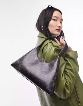 Черная потертая сумка через плечо Topshop Shia в стиле 90-х годов