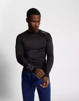 Черная приталенная рубашка из джерси с длинными рукавами Hummel