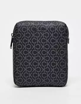 Черная репортерская сумка с монограммой Calvin Klein