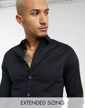Черная рубашка скинни ASOS DESIGN