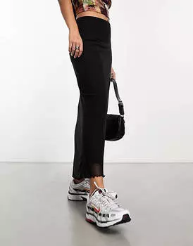 Черная сетчатая юбка миди ASOS DESIGN
