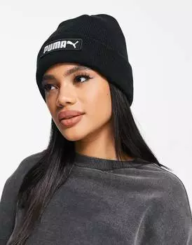 Черная шапка-бини Puma в рубчик