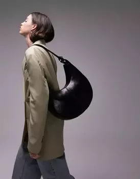 Черная сумка через плечо Topshop Stella U-образной формы с узлом