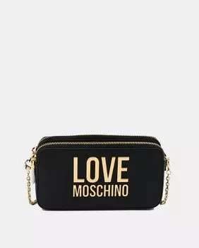 Черная сумка для мобильного телефона с контрастным брендингом Love Moschino, черный