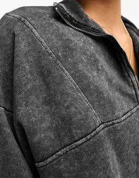 Черная толстовка на молнии Stradivarius