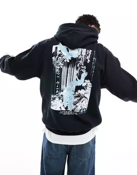 Черная толстовка оверсайз с принтом ASOS