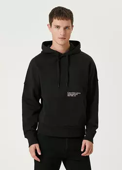Черная толстовка с капюшоном layered address Calvin Klein