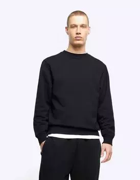 Черная толстовка с круглым вырезом River Island