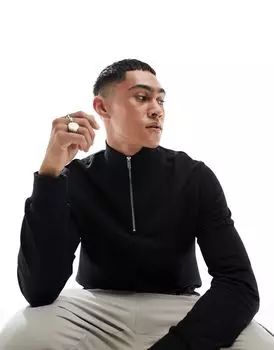 Черная толстовка с полумолнией ASOS DESIGN