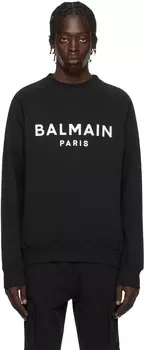 Черная толстовка с принтом «Париж» Balmain, черный/белый
