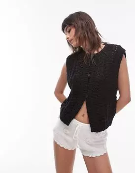 Черная трикотажная майка Topshop