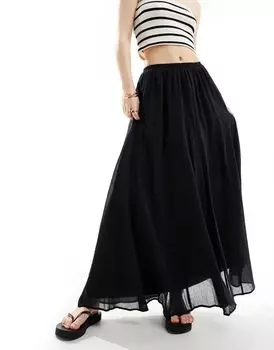 Черная юбка макси с годе ASOS DESIGN