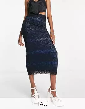 Черная юбка-миди Topshop из джерси и кружева с контрастной подкладкой
