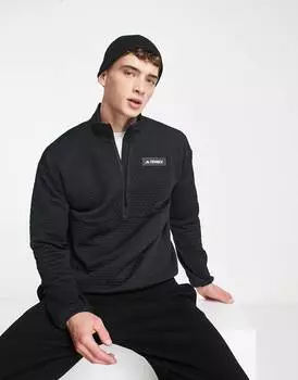 Черная вафельная куртка на молнии adidas Terrex