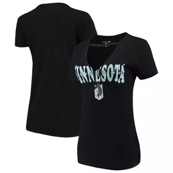 Черная женская футболка 5th & Ocean by New Era Minnesota United FC Athletic Baby с v-образным вырезом New Era