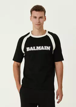 Черно-белая футболка с логотипом Balmain