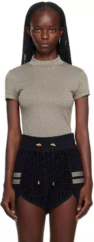 Черно-белая футболка с монограммой Balmain