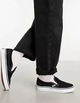 Черно-белые кроссовки без шнуровки Vans Classic