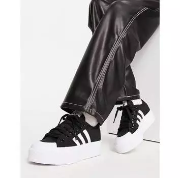 Черно-белые кроссовки на платформе adidas Originals Nizza
