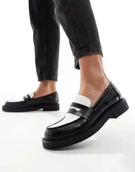 Черно-белые лоферы Bershka