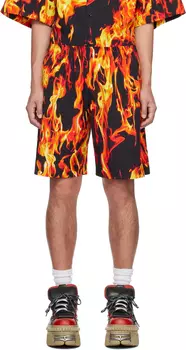 Черно-оранжевые шорты Fire VETEMENTS