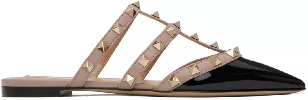 Черно-розовые сабо Rockstud Valentino Garavani